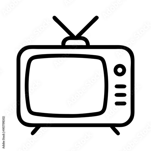 retro tv icon outlines with antenna vector illustration