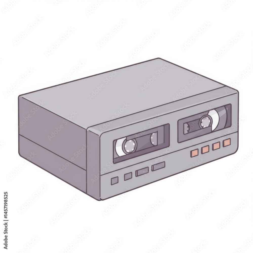 Obraz premium Grey Cassette Player Illustration