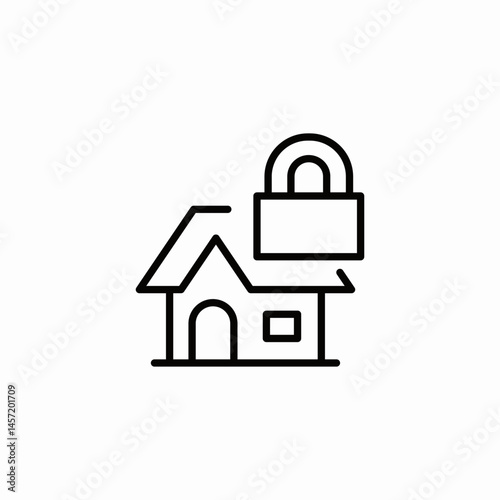 padlock locked house icon sign vector
