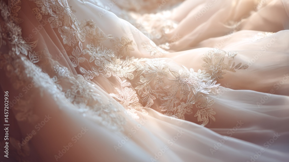 Fototapeta premium Premium close-up texture of luxurious wedding dress fabric