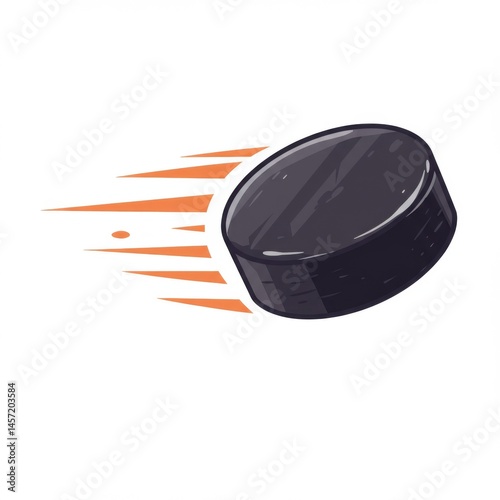Fast Black Hockey Puck in Motion Illustration