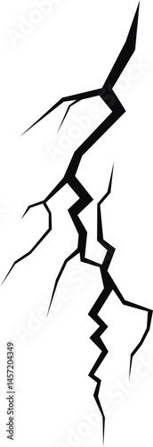 A network of jagged black lines traverses a solid black background, suggesting damage, cracks, or the visual representation of an earthquake