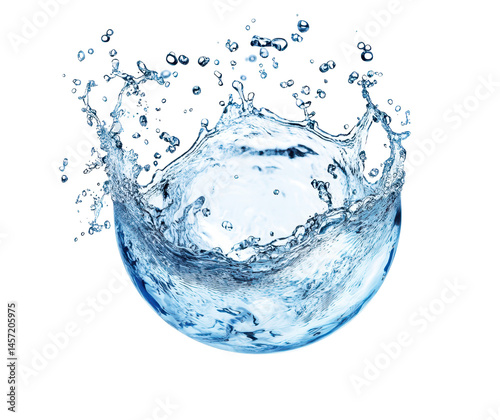 Dynamic Water Splash Effect Isolated on Transparent Background Capturing Fluid Motion and Energy in a Circular Form