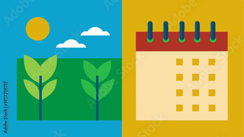 Changing Growing Seasons A split of a crop calendar showing traditional planting and harvesting months contrasted with altered months due to climate irregularities.