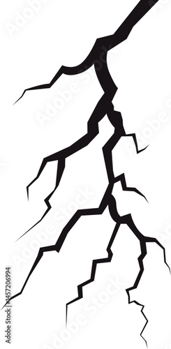 Stylized illustration featuring interconnected dark gray cracks against a solid black background, suggesting impact or damage with linear pattern.