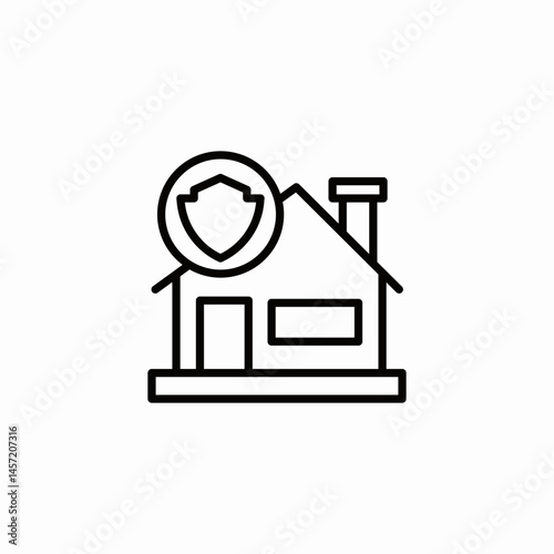 shield protected house icon sign vector