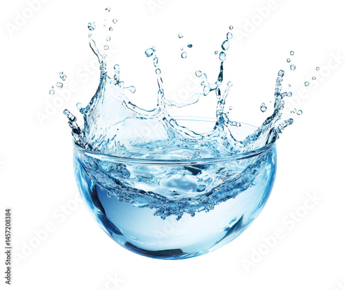 Splashing Water in a Clear Bowl Creating Dynamic Waves and Ripples on a Transparent Background