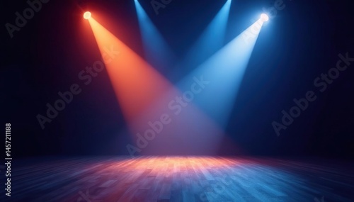 Wallpaper Mural Two spotlights crossing on empty stage, intense beams, intersection, empty, spots Torontodigital.ca