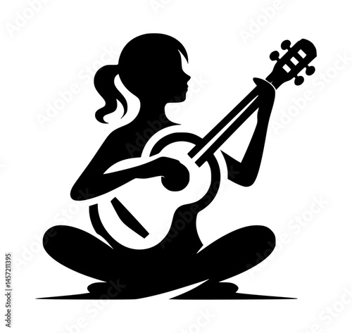 Musical Girl Silhouette Logo Vector
