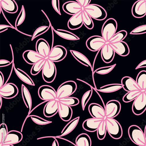 Cute feminine seamless watercolor pattern with little tiny wildflowers, hand drawn
