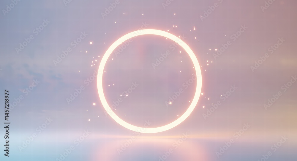 Glowing Circle with Sparkles on Pastel Background Glowing Circle with Sparkles on Pastel Background