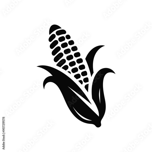 Silhouette  and black corn vector illustration isolated on white background