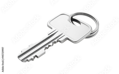 Detailed Silver Key Isolated on Transparent Background for Security and Access Symbolism