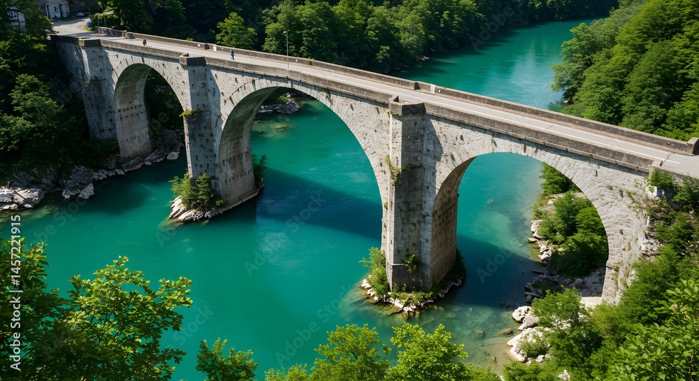Fototapeta premium Bridge Over Turquoise River