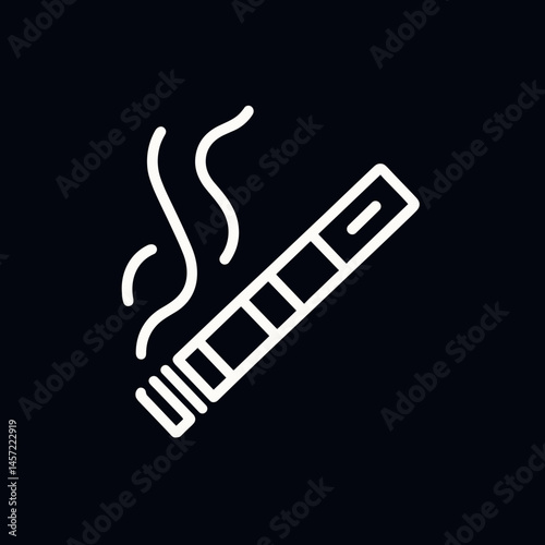 Cigarette with smoke illustration on a dark background representing smoking