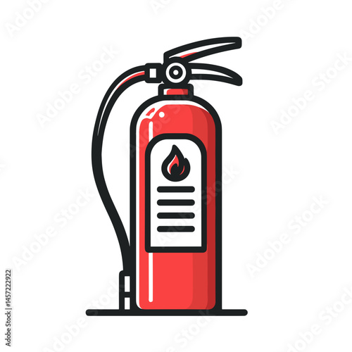 Fire extinguisher illustration featuring safety symbol  on a transparent background