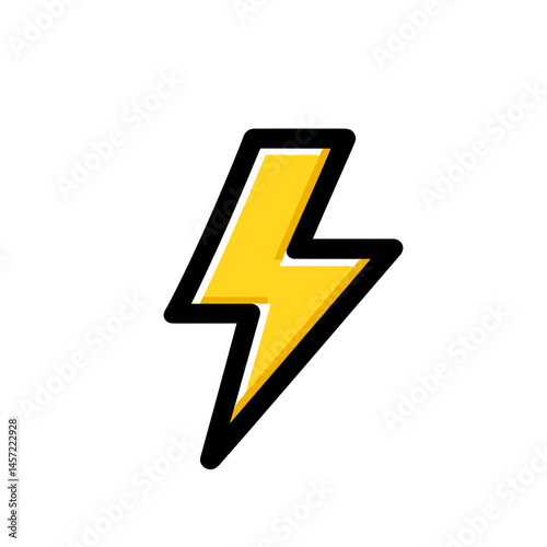 Yellow lightning bolt icon on a transparent background