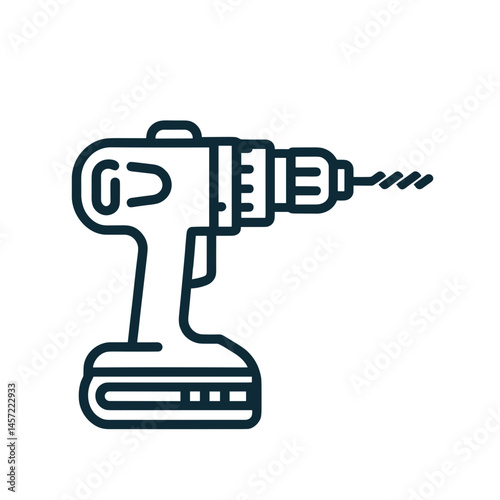 Cordless drill illustration on a transparent background