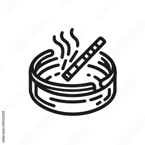 Ashtray icon for smoking concept, minimalist design, monochrome style, vector illustration  on a transparent background