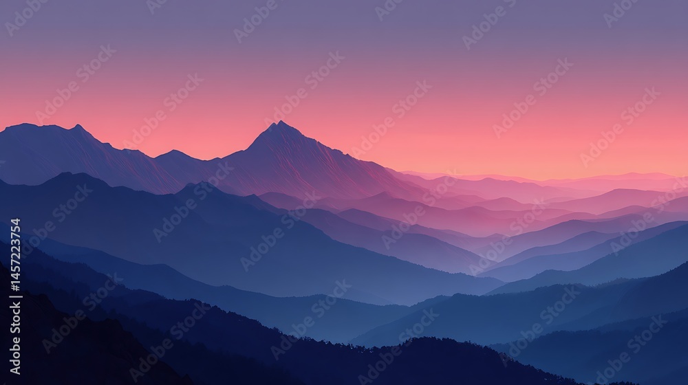 Obraz premium Mountain range under a colorful sky