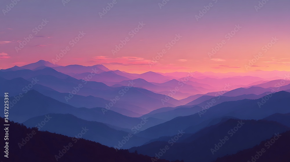 Obraz premium Mountains painted in the sunset colors