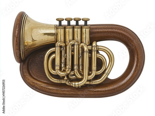 A wooden judge's gavel and its soundboard are displayed on a simple white backdrop