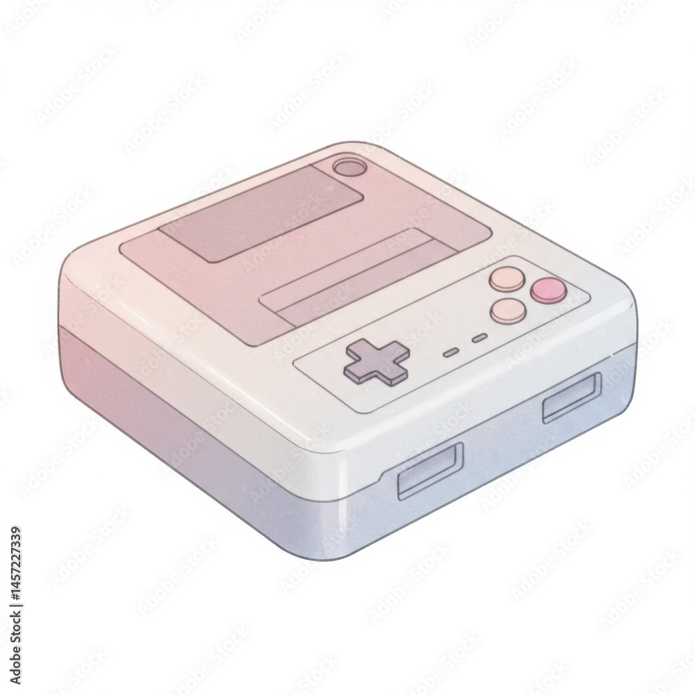 Fototapeta premium Pastel Pink and White Retro Video Game Console