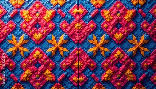 Repeating geometric shapes forming a textile design , elegant, texture, illustration