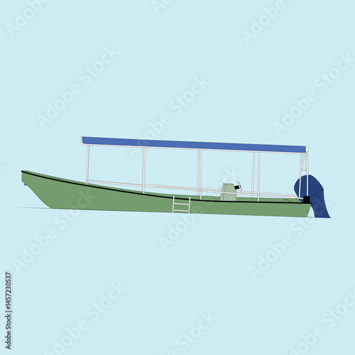 Vector Boat Line Art Illustration 