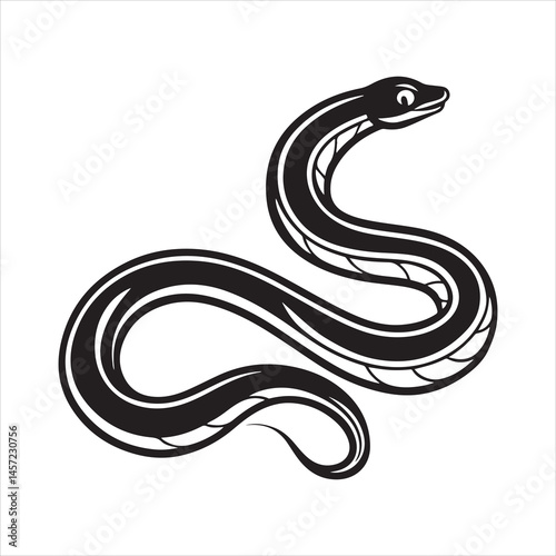 garter snake silhouette black Vector