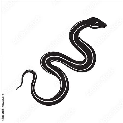 garter snake silhouette black Vector