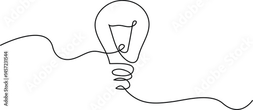 single line hand drawing of a bulb  isolated on white background. 