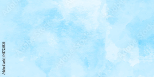 Soft sky-blue paint aquarelle hand-painted watercolor background design. beautiful bright blue paper texture. grunge effect light sky-blue shades watercolor background. watercolor scraped background.