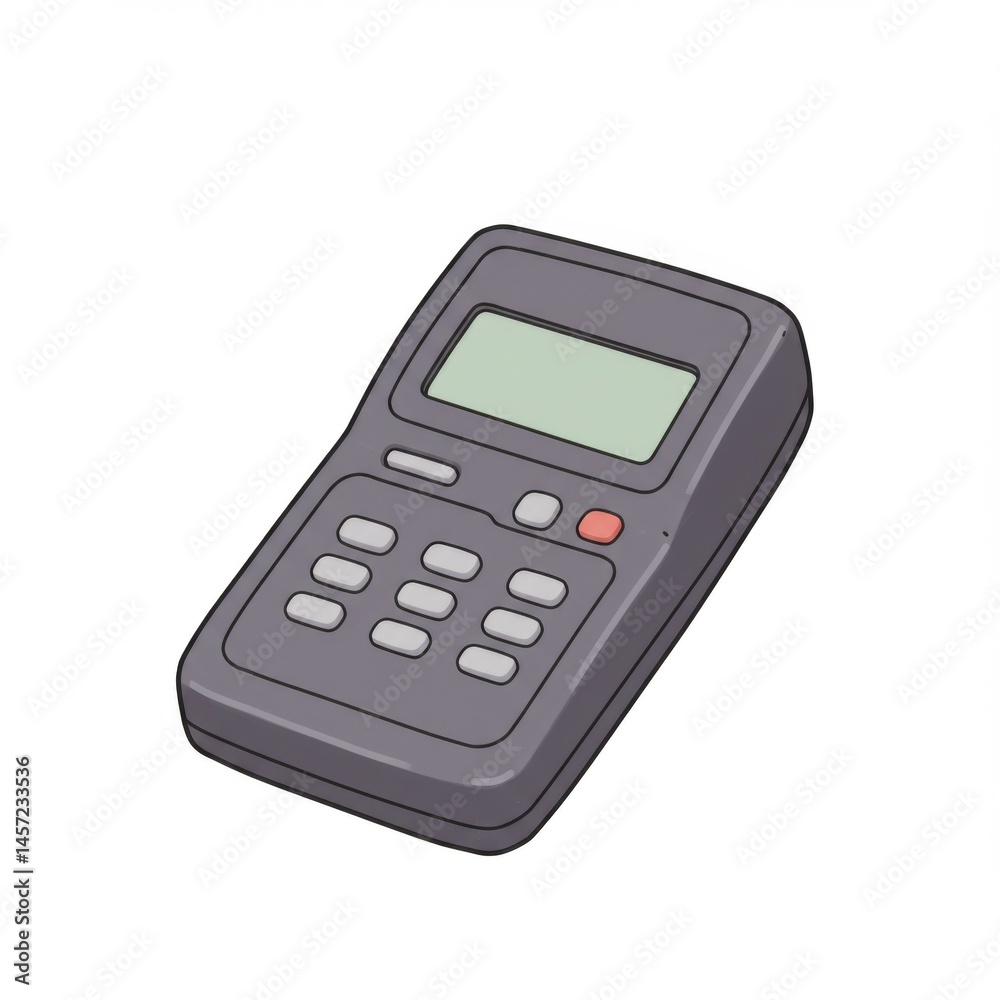 Grey Handheld Calculator Illustration on White Background Grey Handheld Calculator Illustration on White Background