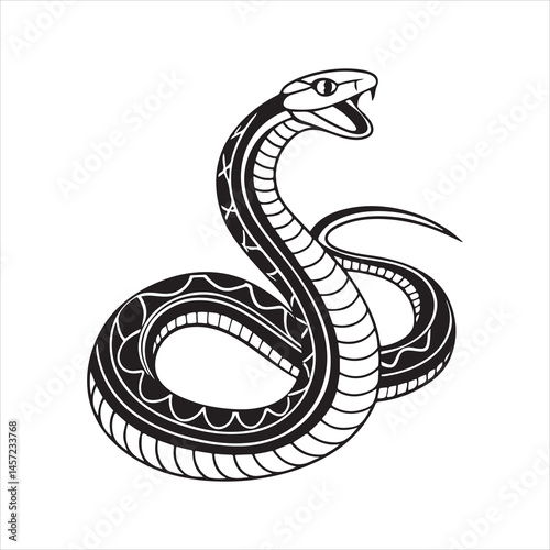 garter snake silhouette black Vector