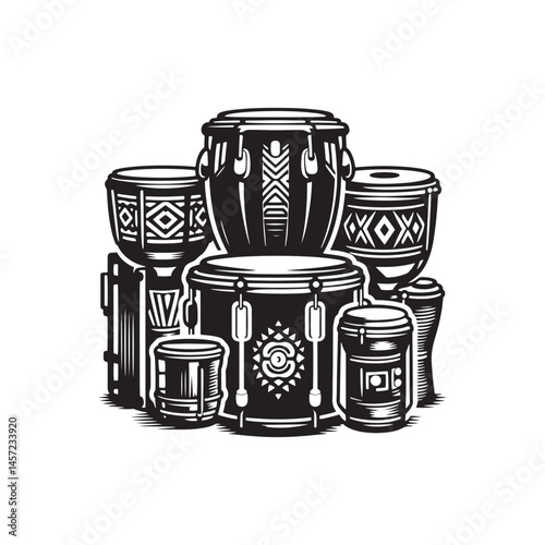 Tropical Beats: A Dynamic Collection of Conga Vector Silhouettes Celebrating the Iconic Shape, Vibrant Rhythms, and Cultural Energy of This Timeless Hand Drum Instrument.

