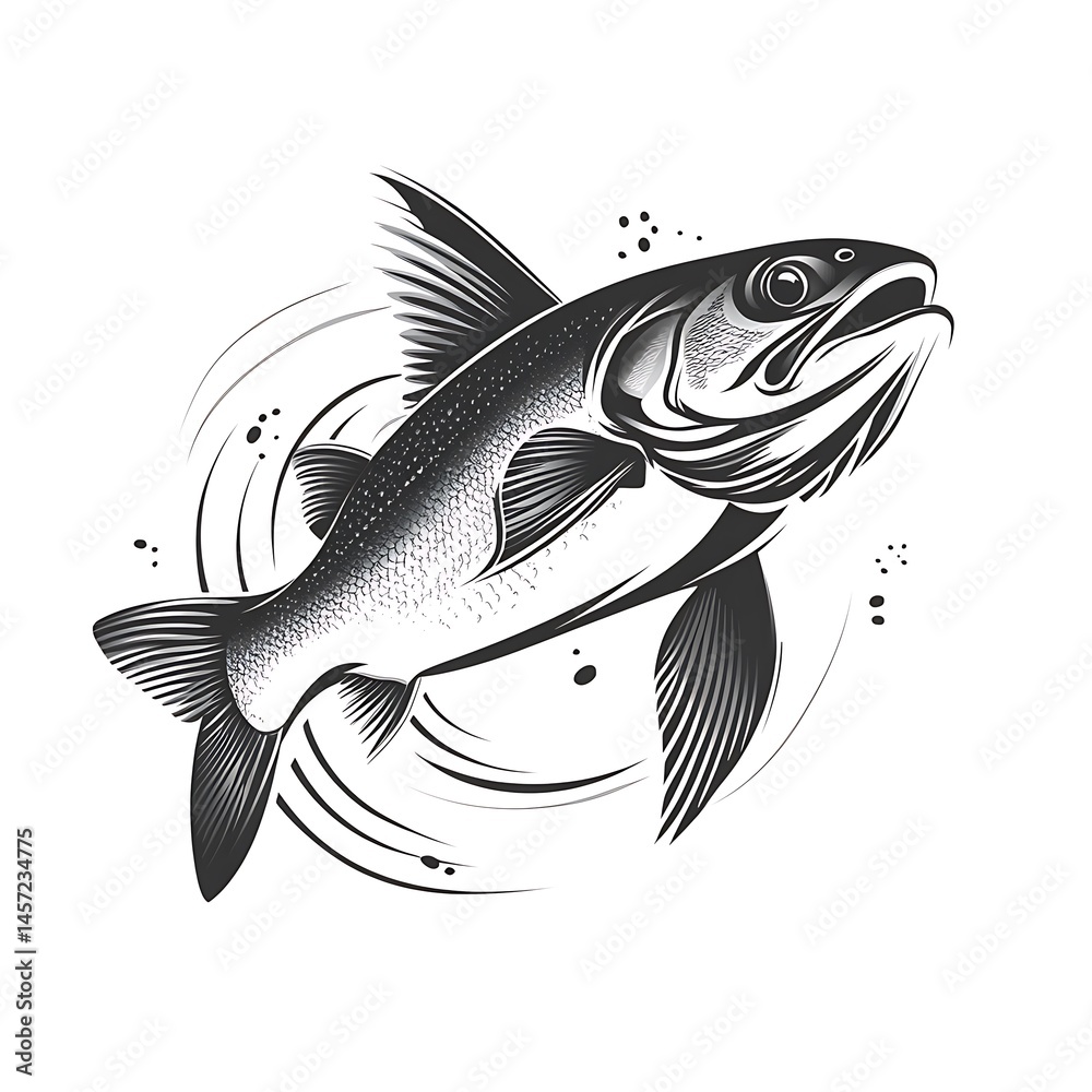 Fototapeta premium Detailed High Resolution Photo Of A Fish Illustration On White Background