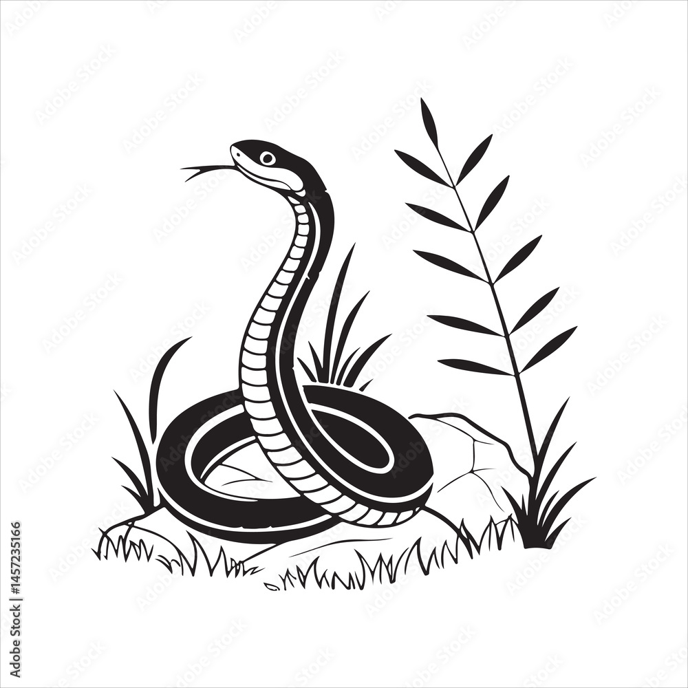 Fototapeta premium garter snake silhouette black Vector