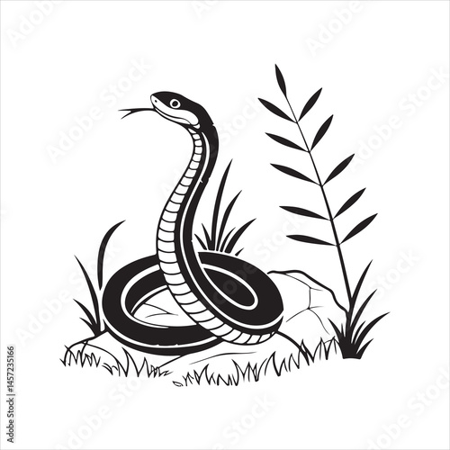 garter snake silhouette black Vector
