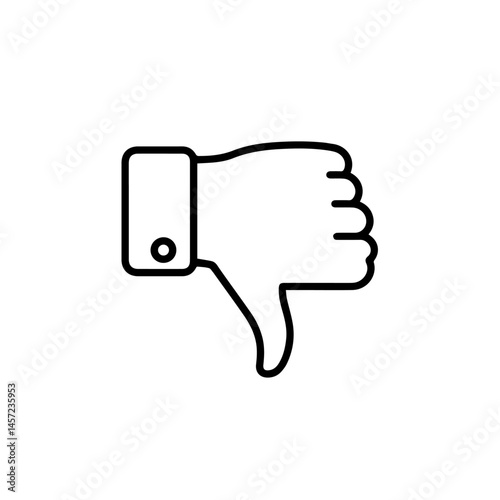 Simple hand thumbs down gesture icon. Negative feedback symbol shows disapproval or rejection. This minimalist thumbs down illustration is perfect for social media, websites, or app design to represen