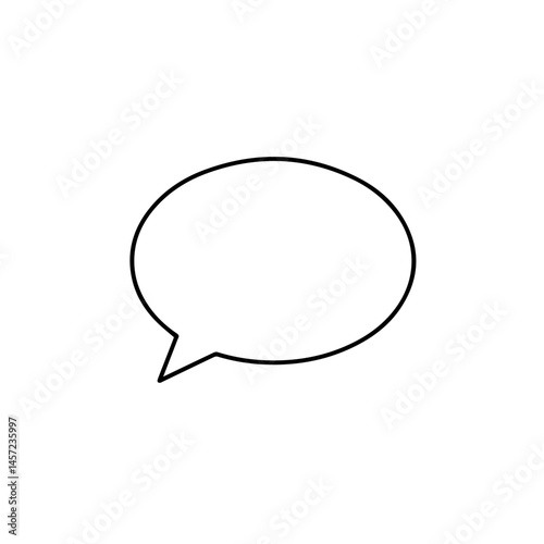 Simple speech bubble graphic.  Blank dialogue box ideal for communication design.  This simple image is perfect for social media posts, website banners, or app interfaces related to social interaction