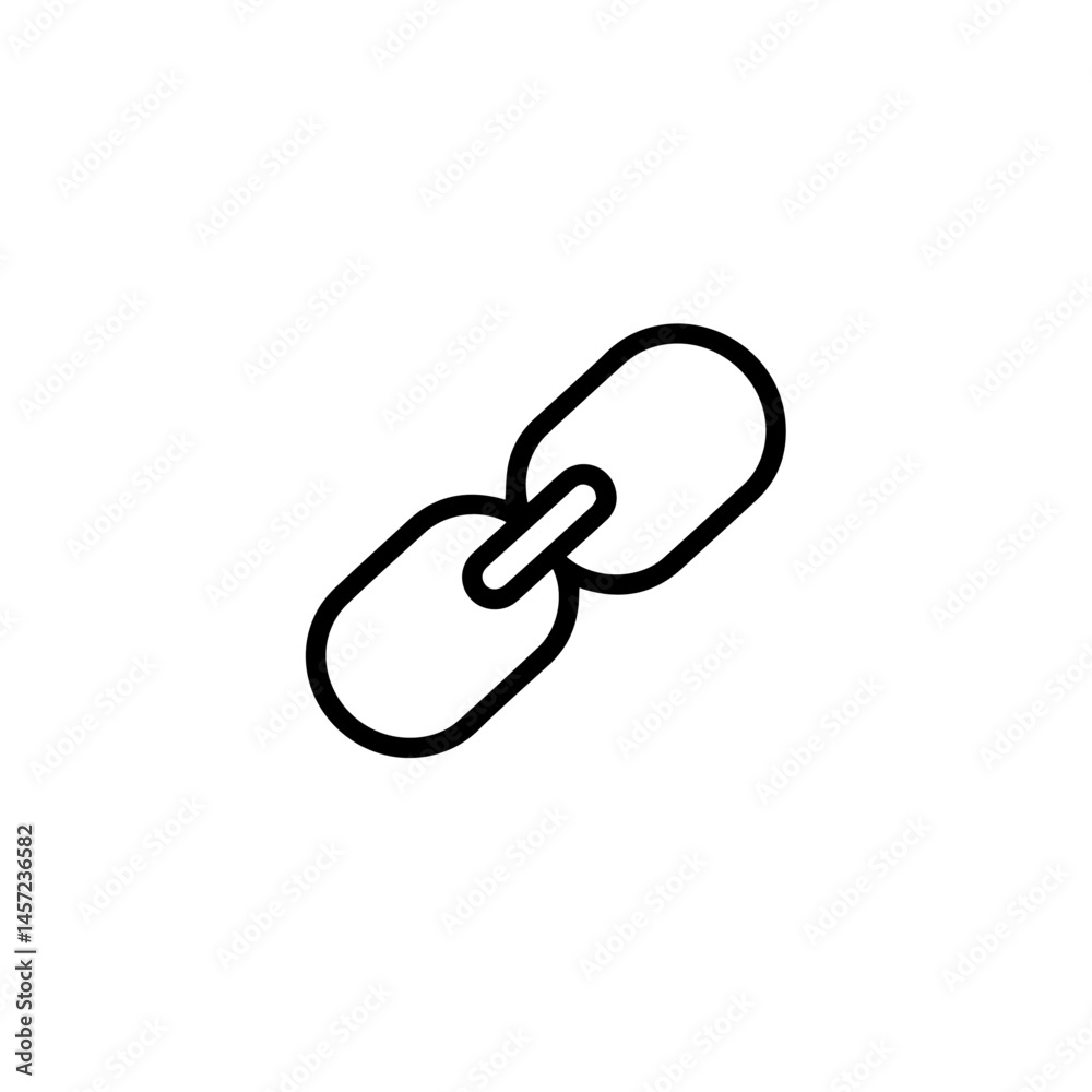 Simple chain link icon. Two connected chain links represent strong bond and unity. This chain link symbol is perfect for website design, app interface, or social media to represent connection and soci Simple chain link icon. Two connected chain links represent strong bond and unity. This chain link symbol is perfect for website design, app interface, or social media to represent connection and soci