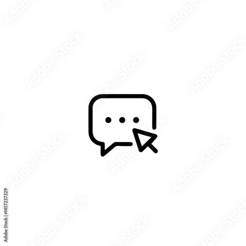 Simple chat bubble icon with cursor.  Communication symbol, digital message concept, online conversation.  Perfect chat bubble for social media, website design, or app interface, representing online s