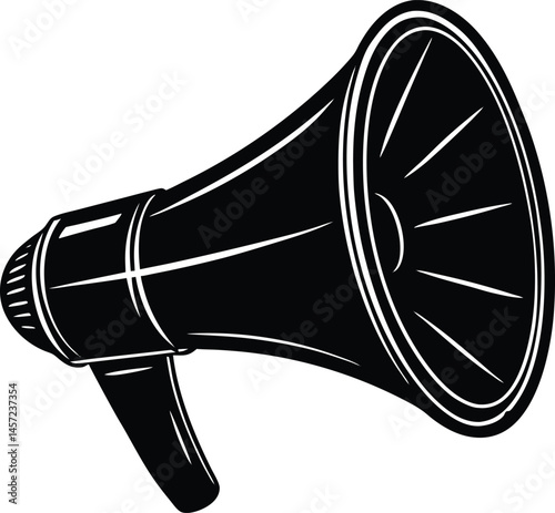 black and white illustration of a megaphone