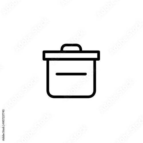 Minimalist outline of a trash can on a white background  