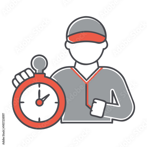 Coach holding stopwatch in sporty illustration style  