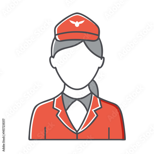 Flight Attendant Icon in Uniform  