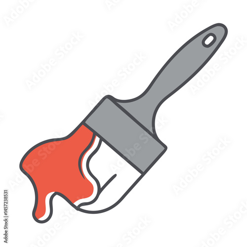 Paint Brush with Red Paint Dripping  