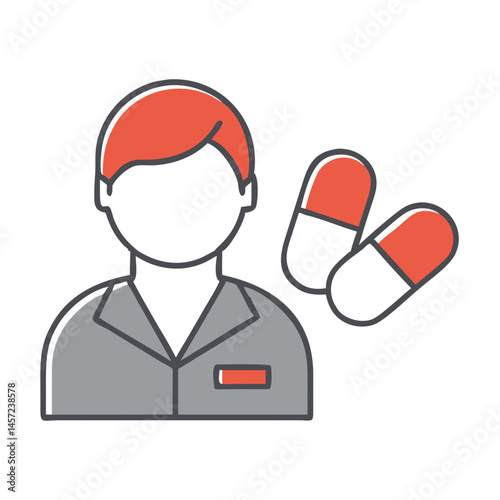 Pharmacist holding pills in a professional illustration  