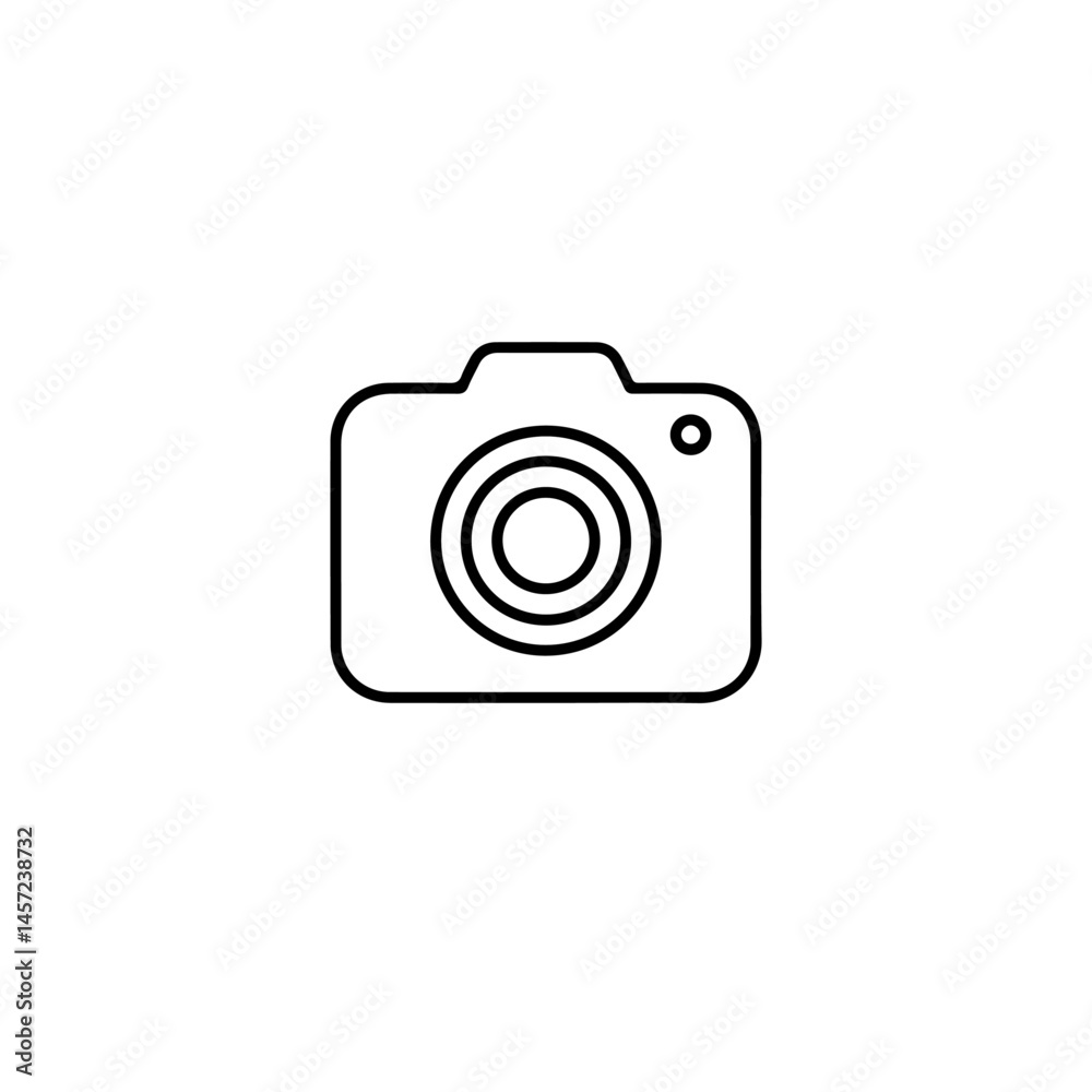 Simple camera icon. Clean line art camera design. Photography symbol for website or app. This basic camera image is perfect for school projects and educational materials. Simple camera icon. Clean line art camera design. Photography symbol for website or app. This basic camera image is perfect for school projects and educational materials.
